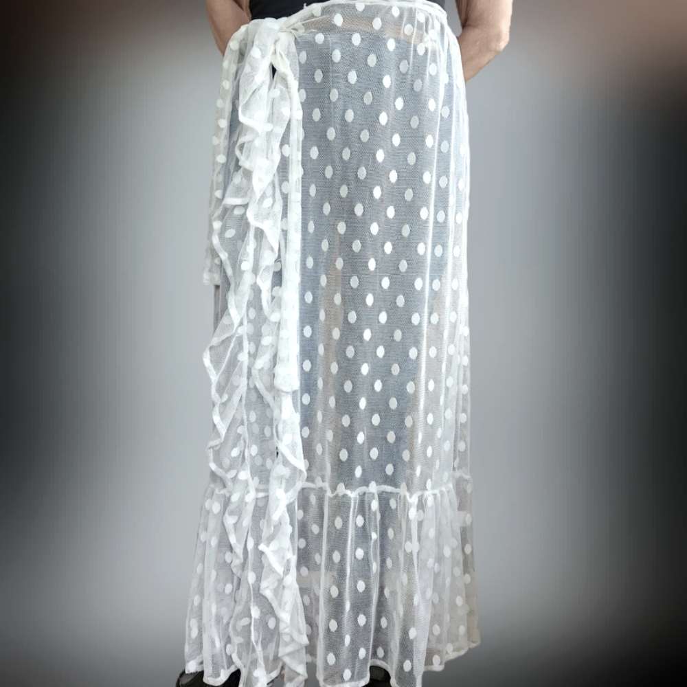 Elegant White Polka Dot Bathing Suit Cover Up